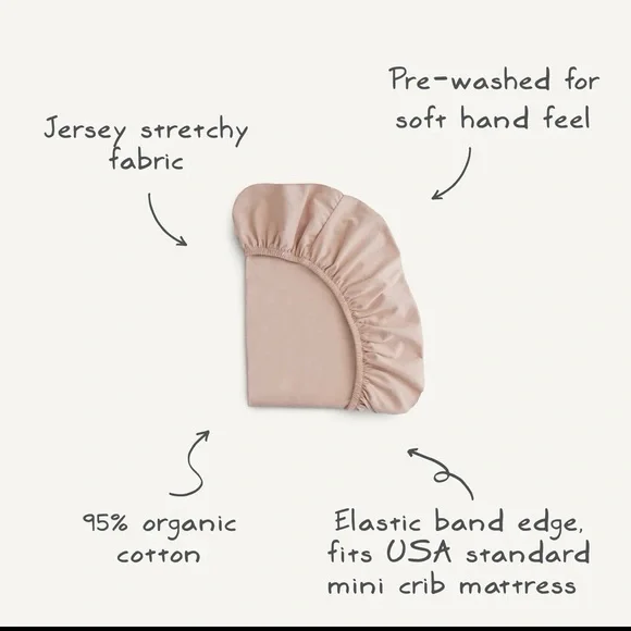 Mushie Organic Cotton Stretchy Mini Crib Sheets - Set of 2 - Picture 2 of 6